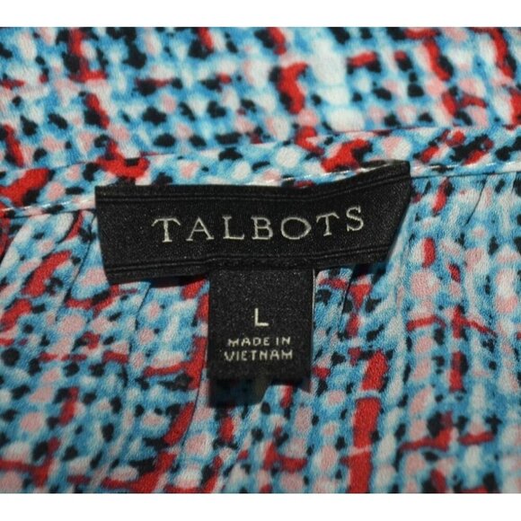 Talbots Mod Plaid Tweed Print Multicolor Blouse Top Ladies L Career Casual - Picture 9 of 11